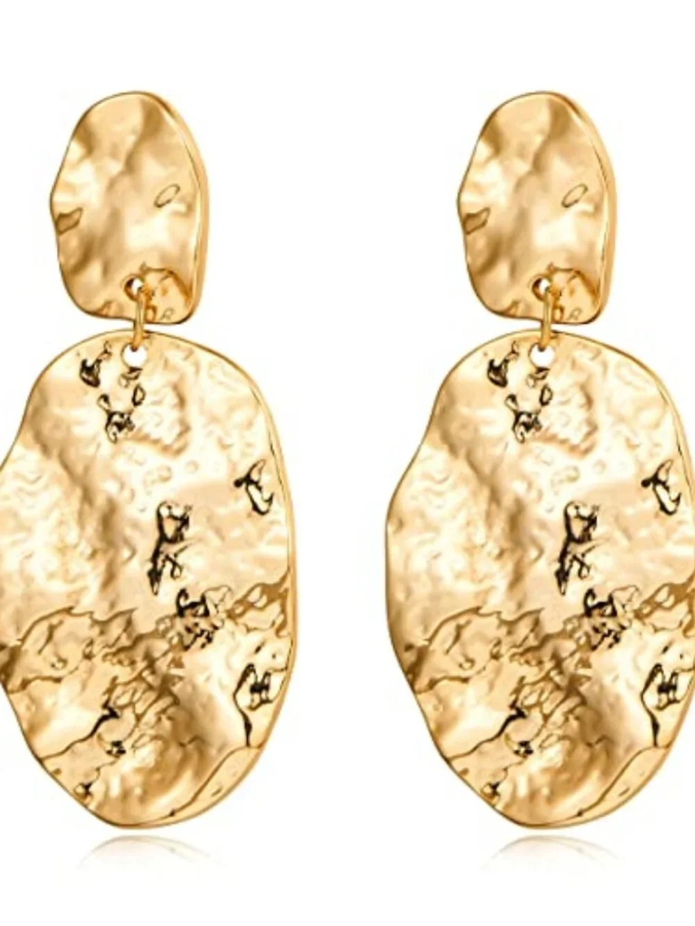 Chunky Gold Earrings for Women - Hammered Gold Plated Dangle Drop Jewelry Gifts